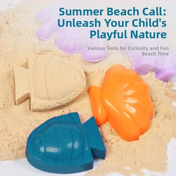 Set de jucării pentru plajă pentru copii: unelte din plastic pentru nisip, inclusiv o lopățică și o găleată; joacă în nisip; ambalaj într-o pungă din plasă; potrivit pentru 4–6 ani.