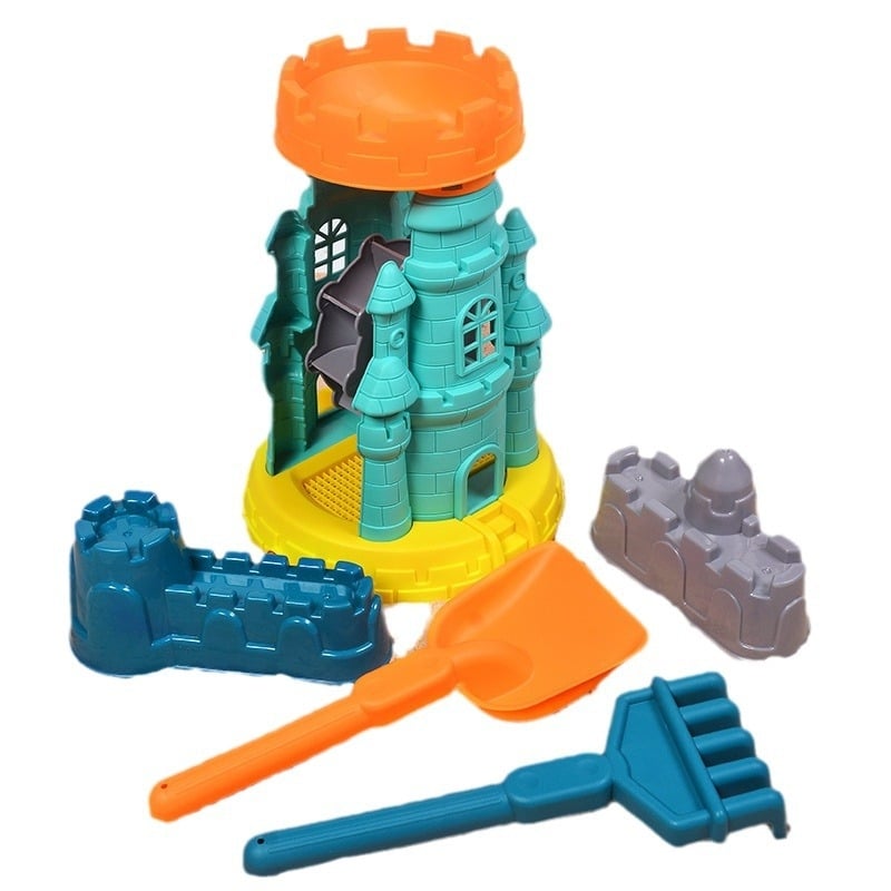 Set de jucării pentru plajă pentru copii: unelte din plastic pentru nisip, inclusiv o lopățică și o găleată; joacă în nisip; ambalaj într-o pungă din plasă; potrivit pentru 4–6 ani.