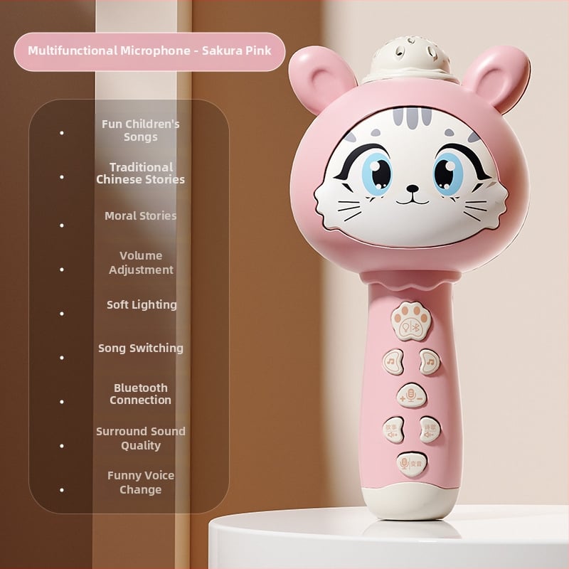 Microfon Bluetooth wireless pentru copii — Jucărie muzicală de karaoke și învățare timpurie pentru 4–6 ani