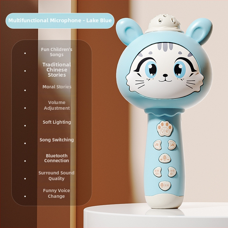 Microfon Bluetooth wireless pentru copii — Jucărie muzicală de karaoke și învățare timpurie pentru 4–6 ani