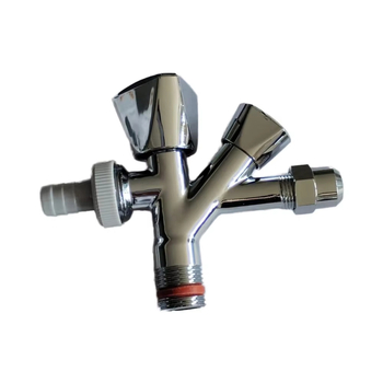 Valvă unghiulară multifuncțională din alamă - cinci direcții, manual, 1/2×3/4×3/8, pentru baie și bucătărie