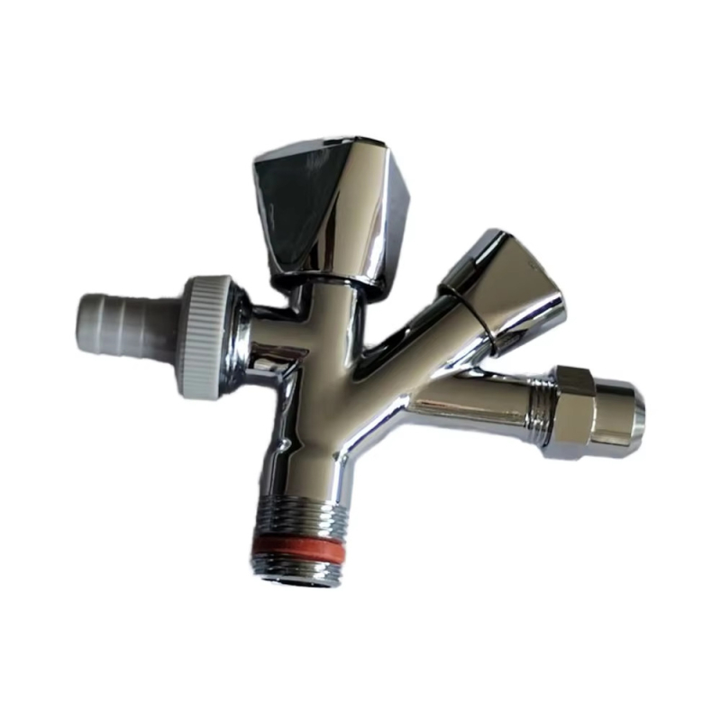 Valvă unghiulară multifuncțională din alamă - cinci direcții, manual, 1/2×3/4×3/8, pentru baie și bucătărie