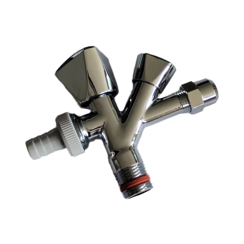 Valvă unghiulară multifuncțională din alamă - cinci direcții, manual, 1/2×3/4×3/8, pentru baie și bucătărie