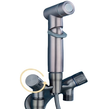 Set spray pentru toaletă cu valvă unghiulară Fighter, din cupru, presiune de lucru 1.0, diametru interior 2 cm, montaj filetat