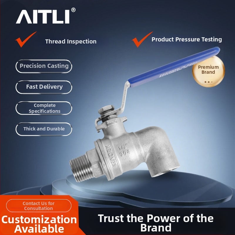 Supapă cu bilă din oțel inoxidabil 304 din două părți, cu filet intern și extern, dimensiuni 1/2 inch și 3/4 inch