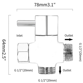 Distribuitor de duș cu ventile în trei direcții, din cupru, model ST-08, stil modern minimalist