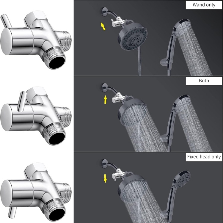 Distribuitor de duș cu ventile în trei direcții, din cupru, model ST-08, stil modern minimalist