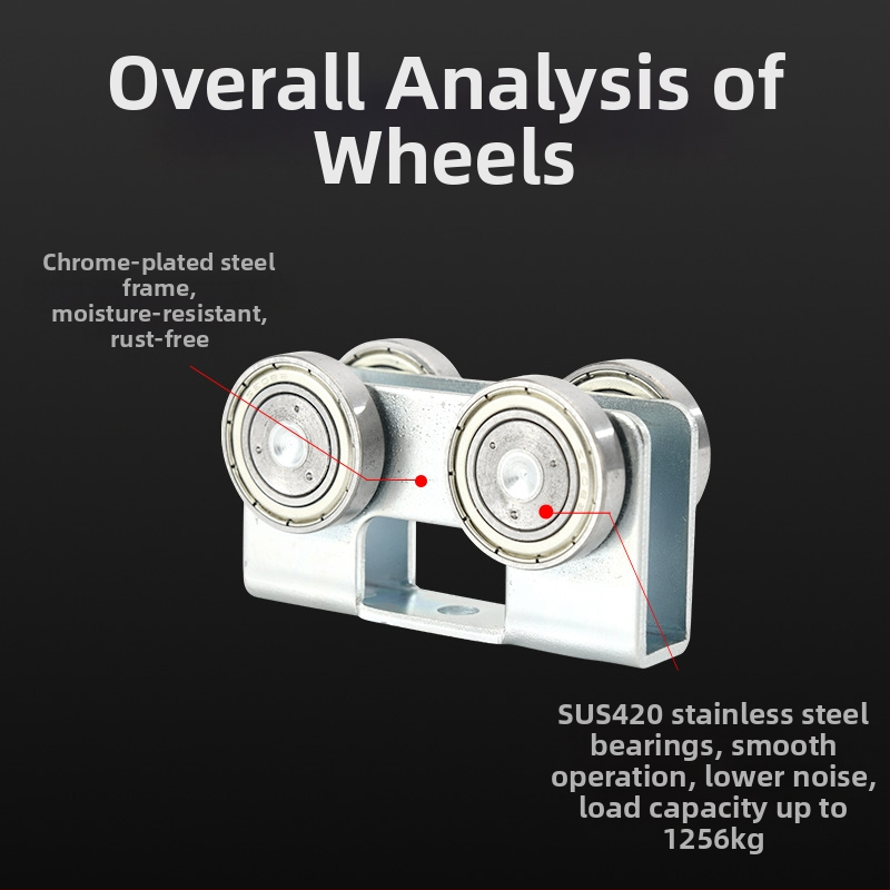 Rulment din oțel inoxidabil în formă U pentru uși glisante și șine pentru perdele, ansamblu șină de susținere pentru ferestre din aliaj de aluminiu, rezistent la uzură