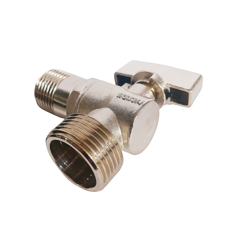 Kutni vodovodni ventil od zinkovog legura, navoji 1/2×3/4, radna temperatura 10–80°C, unutarnji promjer 20×25 mm