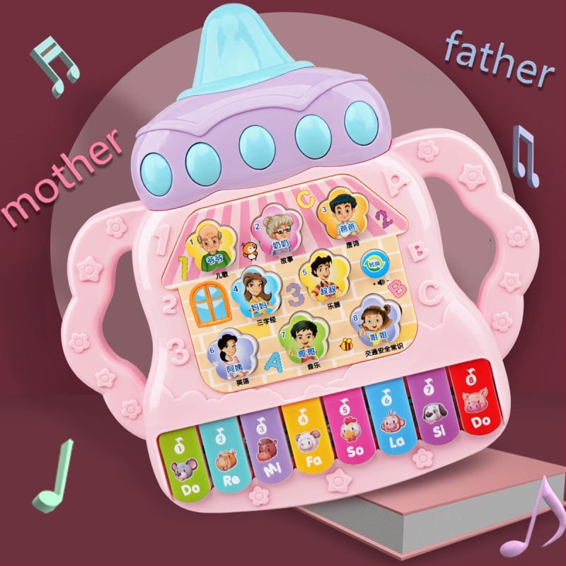 Pian electronic pentru bebeluși: organ electronic din plastic pentru 0–3 ani, dezvoltare emoțională, vizuală și cognitivă (Material: Plastic • Categorie: Organ electronic)