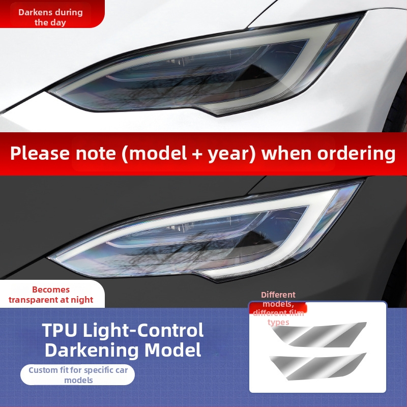 Tesla TPU film za prednja i stražnja svjetla s kontrolom osvjetljenja, tamnjenje i promjena boje, kompatibilan s Model 3, X, S, Y