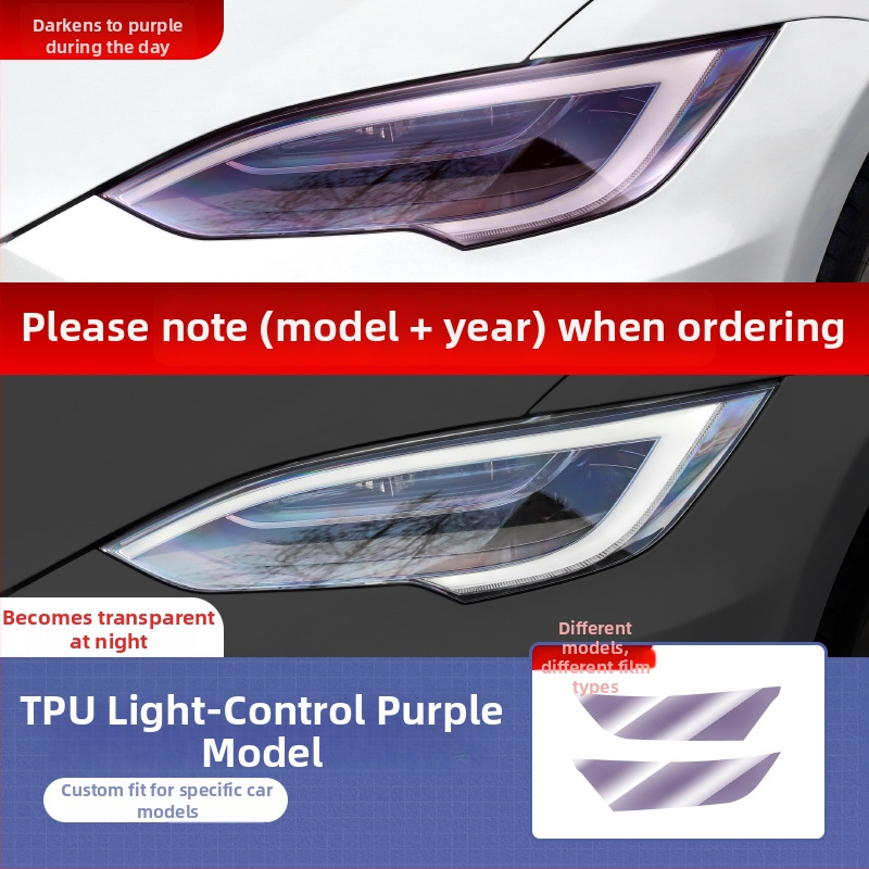 Tesla TPU film za prednja i stražnja svjetla s kontrolom osvjetljenja, tamnjenje i promjena boje, kompatibilan s Model 3, X, S, Y