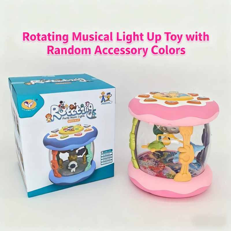 Qu'an fort gyerekeknek készült kézi dob, óceán témával, fényekkel és zenével; műanyag kivitel; 4–6 éveseknek; színes dobozos csomagolás