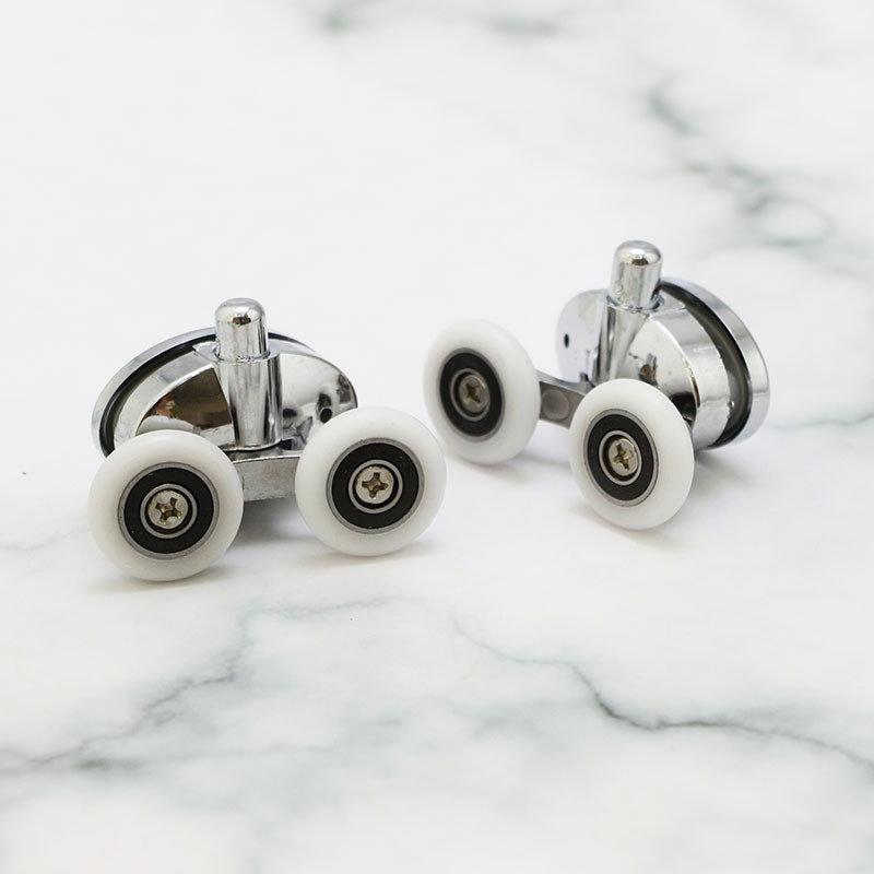 Roată cu role din nylon pentru ușile de baie, cu gaură dublă, diametru exterior 18.5-27 mm, grosime 4-6 mm