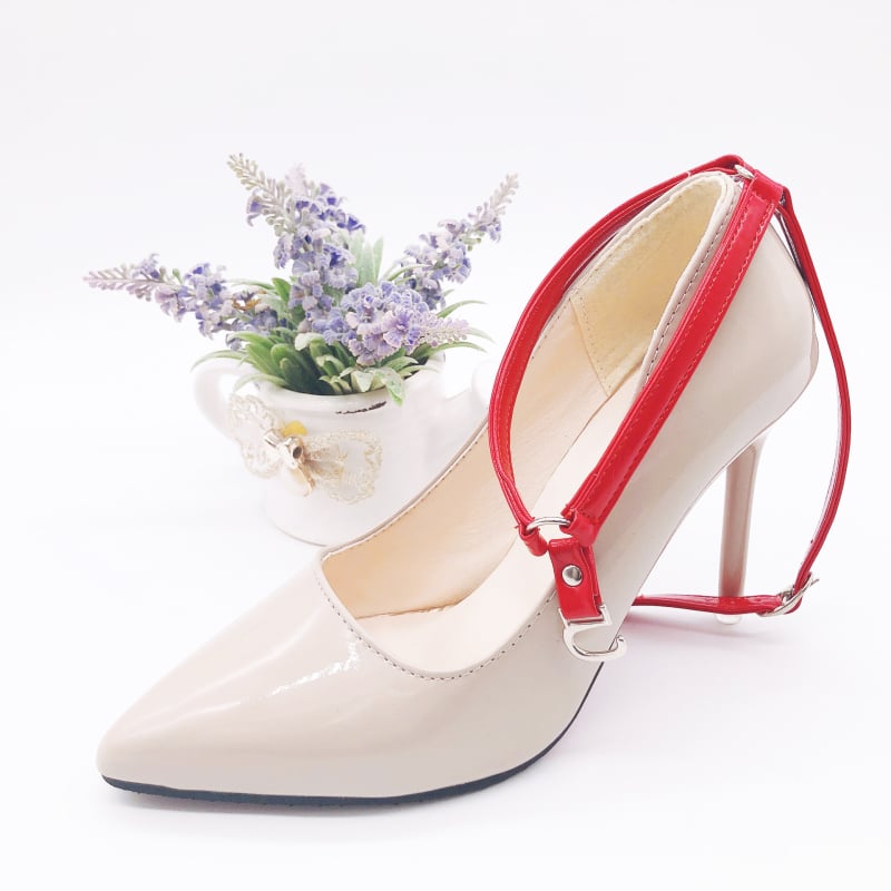 SJK-PU Remen za sprječavanje klizanja pete za žene – Trokutasto vezivanje, Književno retro stil, Marka Jiaojianer