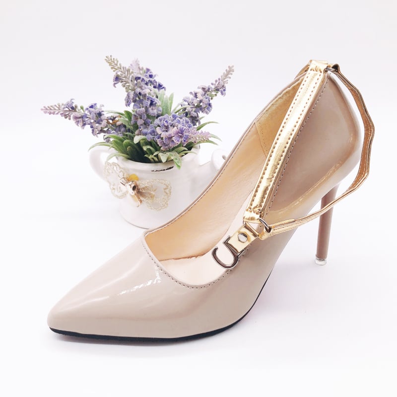 SJK-PU Remen za sprječavanje klizanja pete za žene – Trokutasto vezivanje, Književno retro stil, Marka Jiaojianer