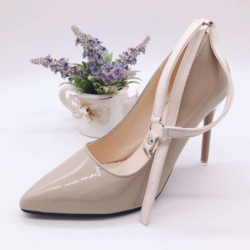 SJK-PU Remen za sprječavanje klizanja pete za žene – Trokutasto vezivanje, Književno retro stil, Marka Jiaojianer