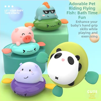 Jucărie de baie din plastic cu animal trăgător pentru stropire cu apă, potrivită pentru sugari 0–3 ani