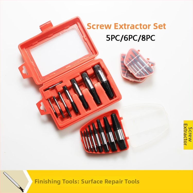 20 részes karbonacél csavar-kivágó készlet háromszög alakú csaptelephez – szétszerelési eszközök