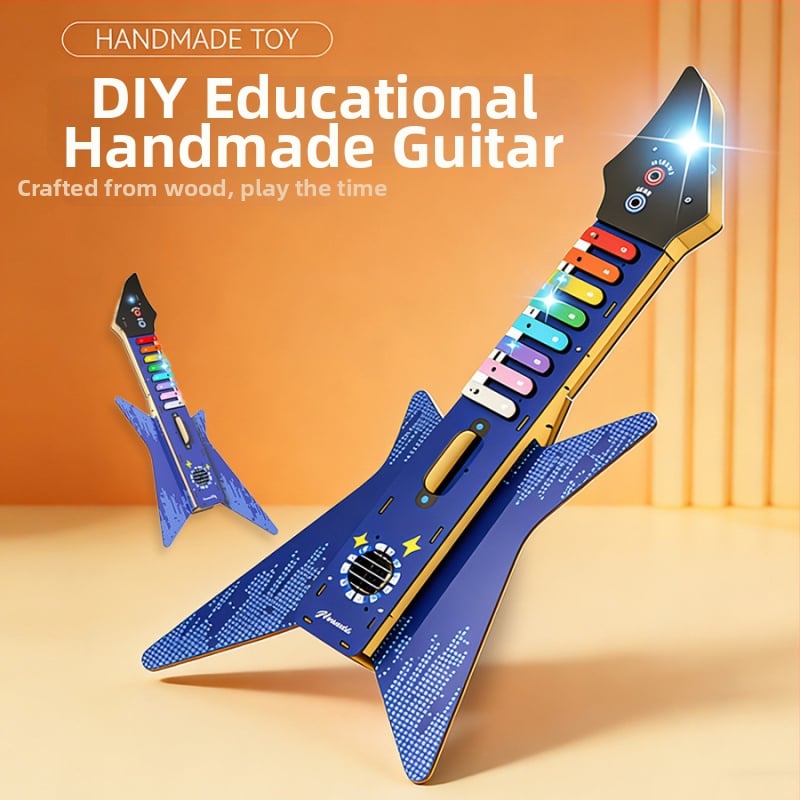 Model de chitară electrică din lemn – jucărie DIY pentru copii (lemn, model de chitară, asamblare DIY, vârsta 7-14 ani)