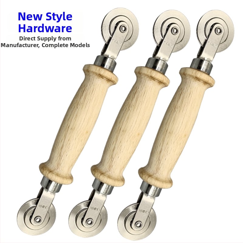 Rola de presiune pentru plasele de ferestre – corp din stejar, model Screen window pressure wheel, ax Ø6 mm, Ø38 mm exterior, rază canelă pentru frânghie 38 mm