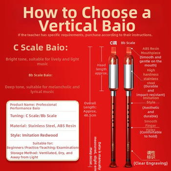 Crazy Sound Bawu Box – instrument Bawu cu suflu vertical pentru începători, model Bau Box, corp din mahon imitativ