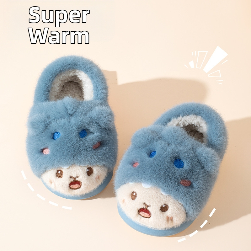 Gyerekeknek szánt pamut papucs, plüss felsőrésszel, EVA talppal, hátsó pánttal, nyuszi karikatúra mintával