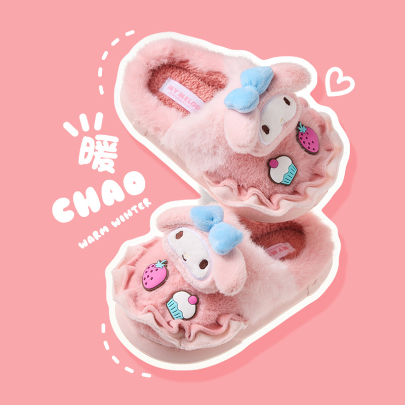 Gyerekeknek szánt pamut papucs, plüss felsőrésszel, EVA talppal, hátsó pánttal, nyuszi karikatúra mintával