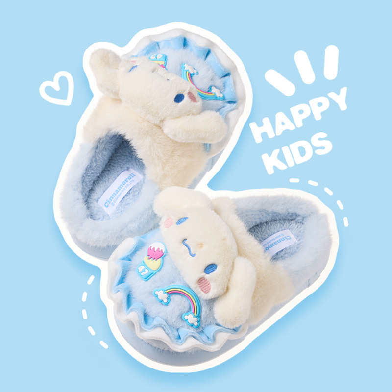 Gyerekeknek szánt pamut papucs, plüss felsőrésszel, EVA talppal, hátsó pánttal, nyuszi karikatúra mintával