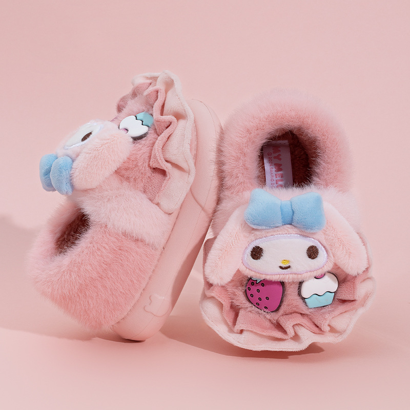 Gyerekeknek szánt pamut papucs, plüss felsőrésszel, EVA talppal, hátsó pánttal, nyuszi karikatúra mintával