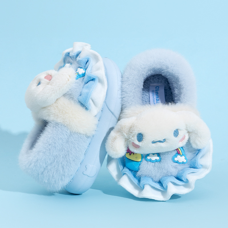 Gyerekeknek szánt pamut papucs, plüss felsőrésszel, EVA talppal, hátsó pánttal, nyuszi karikatúra mintával