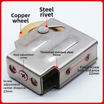 Rulment pentru fereastră din aliaj de aluminiu, pentru fereastra glisantă din sticlă, tip 90, roată din cupru