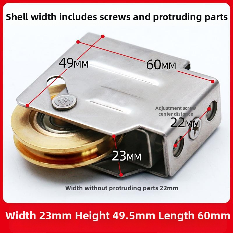 Rulment pentru fereastră din aliaj de aluminiu, pentru fereastra glisantă din sticlă, tip 90, roată din cupru