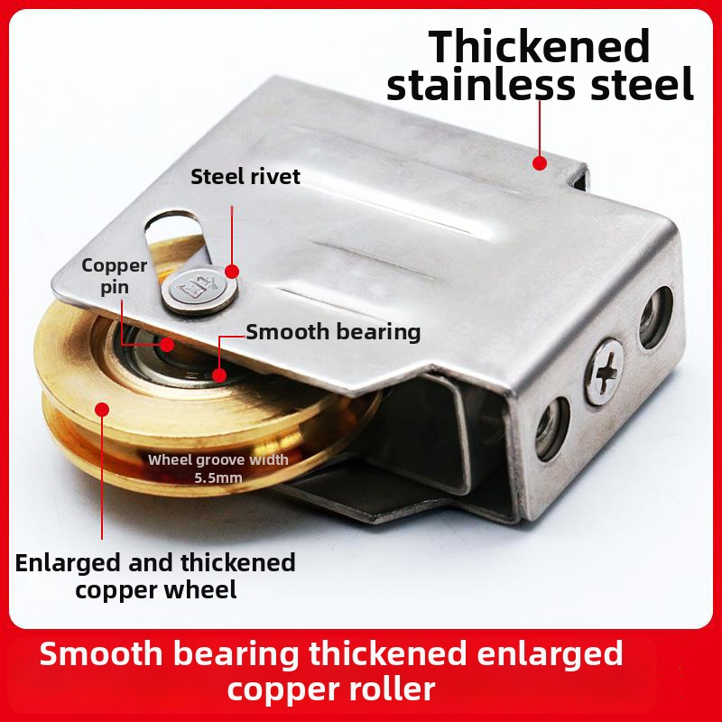Rulment pentru fereastră din aliaj de aluminiu, pentru fereastra glisantă din sticlă, tip 90, roată din cupru