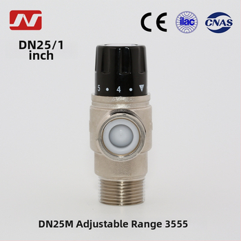 DN25M Θερμοστατική βαλβίδα ανάμειξης για ηλιακό σύστημα θέρμανσης νερού – 25 мм, πίεση 0.2–10 kg, ροή 2.3 t/h, ρυθμιζόμενη 35–55°C, εφαρμογές: ξενοδοχεία, σχολεία, εστίες, πισίνες