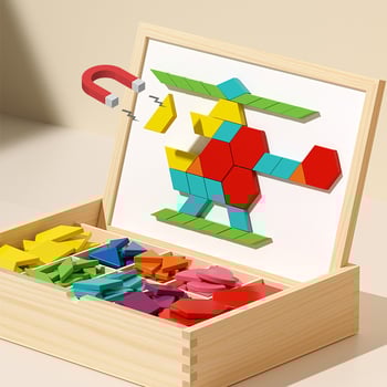 Puzzle 3D din lemn pentru copii 4–6 ani, potrivit pentru DIY, ambalat într-o cutie Kraft.