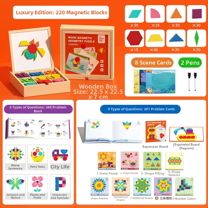 Puzzle 3D din lemn pentru copii 4–6 ani, potrivit pentru DIY, ambalat într-o cutie Kraft.