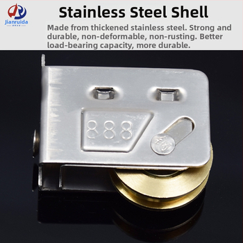 Rola pentru uși și ferestre — cadru din oțel inoxidabil, miez din cupru și roată din nylon; model 2078/2008/888; rază a canelurii pentru funie 5.5; sarcină maximală 38 kg; grosimea pereților 1.0