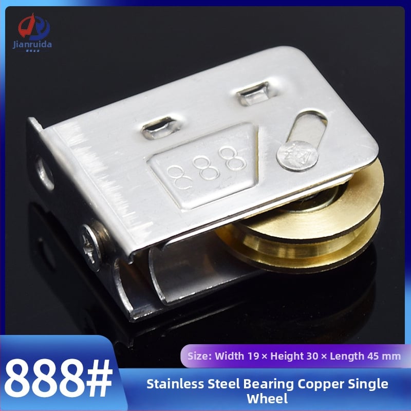 Rola pentru uși și ferestre — cadru din oțel inoxidabil, miez din cupru și roată din nylon; model 2078/2008/888; rază a canelurii pentru funie 5.5; sarcină maximală 38 kg; grosimea pereților 1.0