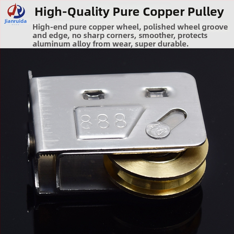 Rola pentru uși și ferestre — cadru din oțel inoxidabil, miez din cupru și roată din nylon; model 2078/2008/888; rază a canelurii pentru funie 5.5; sarcină maximală 38 kg; grosimea pereților 1.0