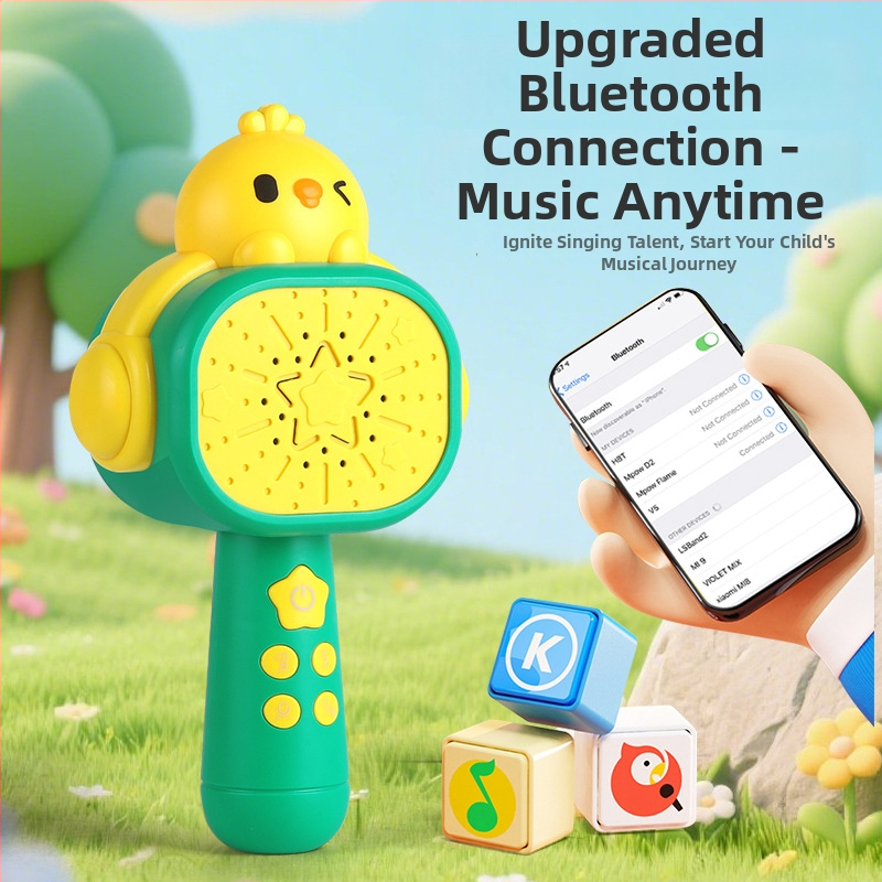 Microfon pentru copii cu design găină galbenă — karaoke, din plastic, destinat copiilor 4–6 ani, certificare 3C 2024182202058756, China