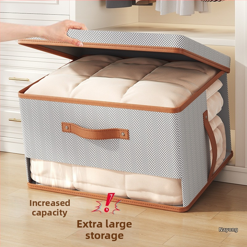 Na Ying Cutie de depozitare din material nețesut, cu capac și fereastră dublă, pliabilă, transparentă, 50–60 L, model cu săgeată