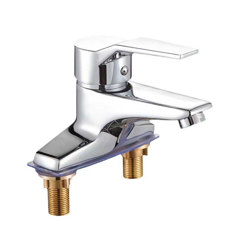 Μπαταρία νιπτήρα μπάνιου με διπλό τρύπημα, ζεστό και κρύο νερό, διπλής χρήσης μηχανισμός ανάμιξης, αντιψεκασμός, μοντέρνος μινιμαλισμός, μοντέλο 062