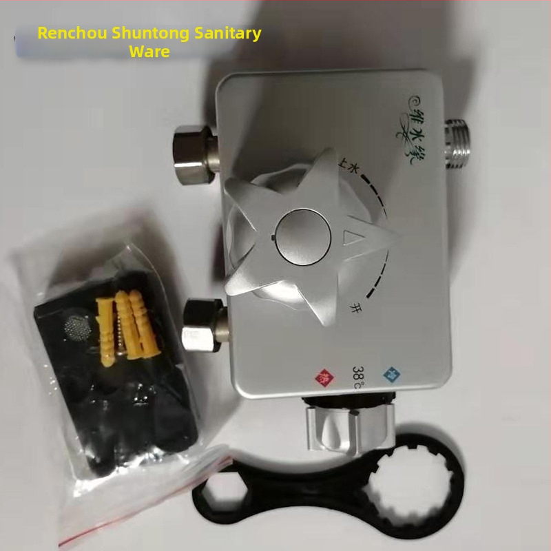 Termostatický ventil na napájanie vody s kubickým telom – solárny miešací ventil, moderný štýl (Model: Water feeding thermostatic valve; Značka: Dimensional Water Margin; Štýl: Modern simplicity)