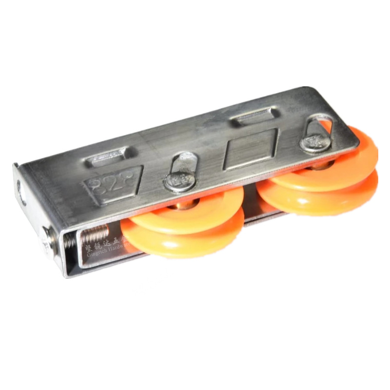 Rulment dublu pentru uși glisante din oțel inox, cu rulment silențios și tambur nylon cu nucleu de cupru, model 828, pentru uși și ferestre glisante