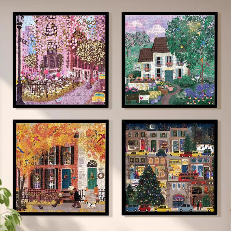 Četiri godišnja doba – plošni puzzle s okvirom za fotografiju, papirni materijal, plastično pakiranje, za uzrast 7–14 godina, Složene ilustracije i ploče