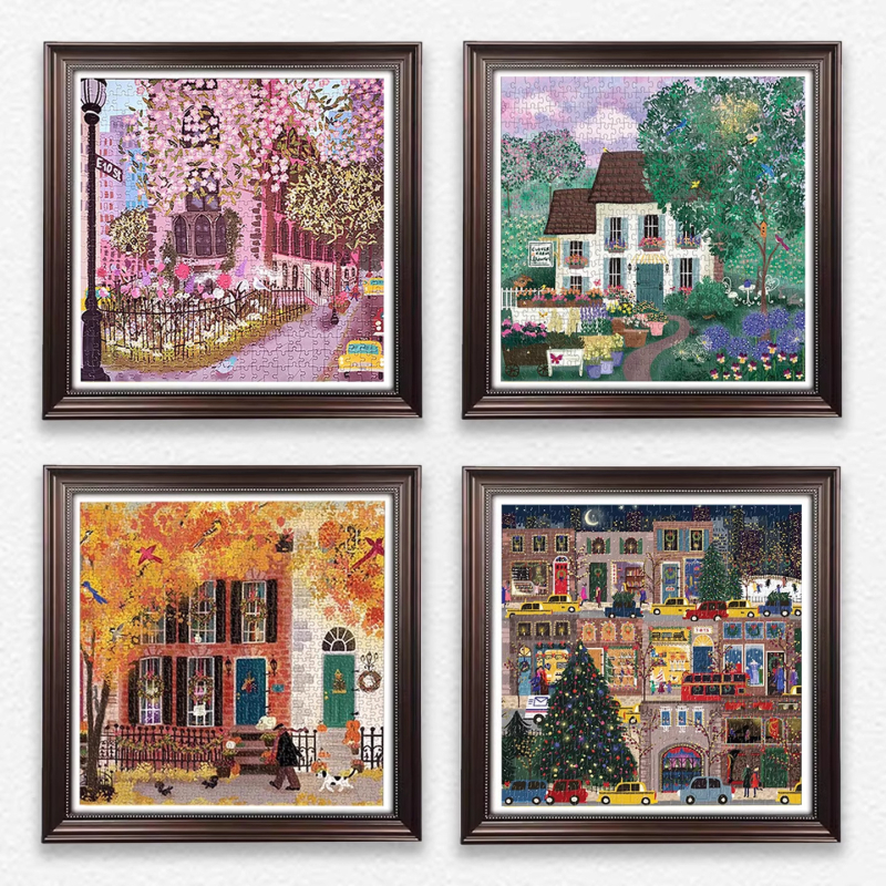 Četiri godišnja doba – plošni puzzle s okvirom za fotografiju, papirni materijal, plastično pakiranje, za uzrast 7–14 godina, Složene ilustracije i ploče