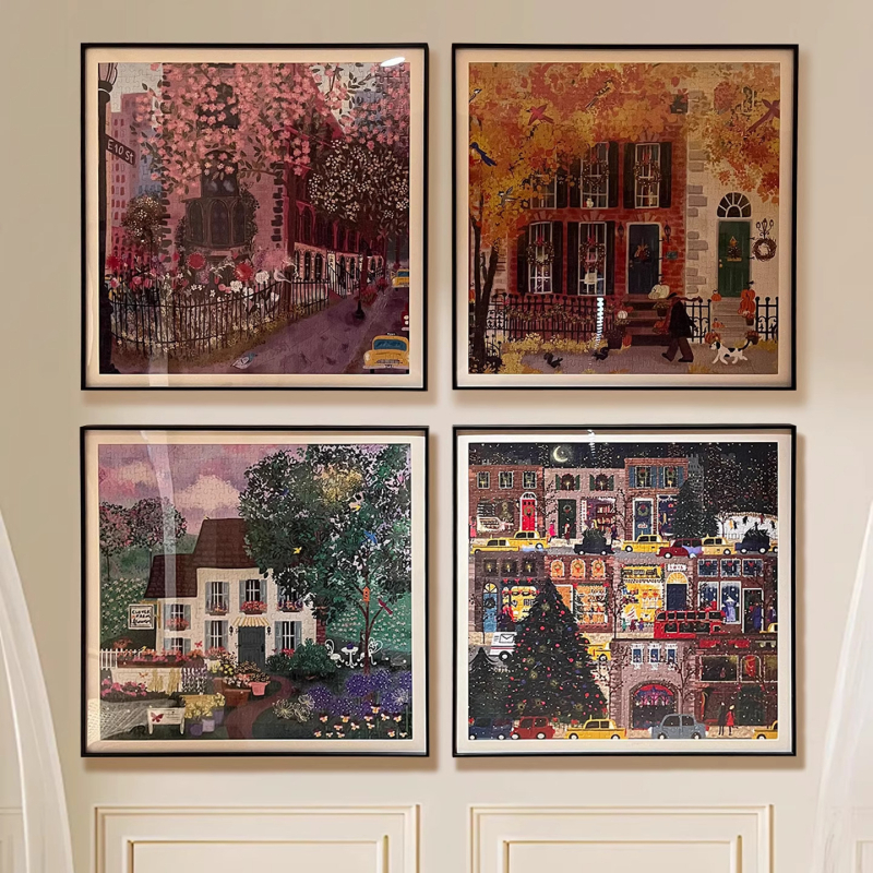 Četiri godišnja doba – plošni puzzle s okvirom za fotografiju, papirni materijal, plastično pakiranje, za uzrast 7–14 godina, Složene ilustracije i ploče