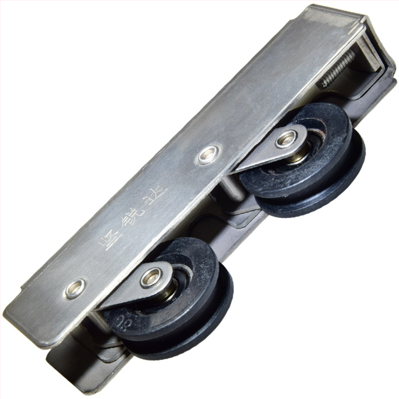 Roată glisantă pentru fereastră, cu husă din oțel inoxidabil și rulment silențios, dublă rolă pentru uși glisante lungi; grosime perete 1,5 mm, rază canelură frânghie 5,5 mm, stil Nou Chinezesc