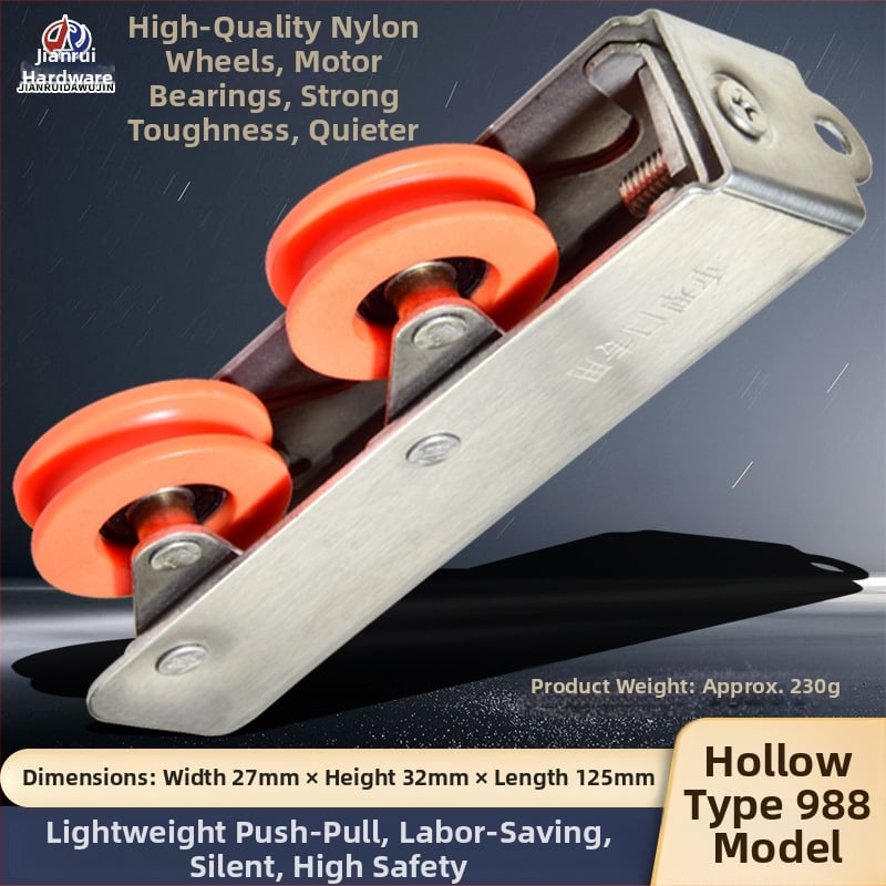 988 Roți cu rulment dublu pentru uși glisante, din oțel inoxidabil/nylon, capacitate de încărcare 70 kg, pentru uși și ferestre glisante